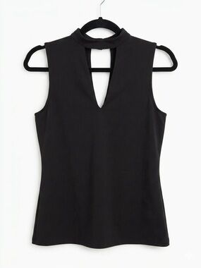 Dynamite Black High Neck Keyhole Cutout Sleeveless Top Blouse Small